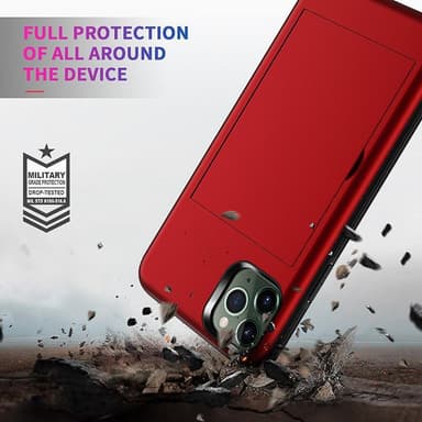iPhone 11 Pro Max deksel med kortspor TPU / PC Rød