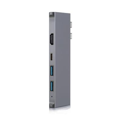 Dobbel USB-C Thunderbolt 3 Multiport-adapter 7 porter