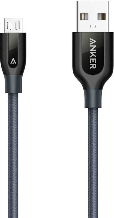 Anker PowerLine Plus USB-A til microUSB 0,9 m ladekabel (grå)