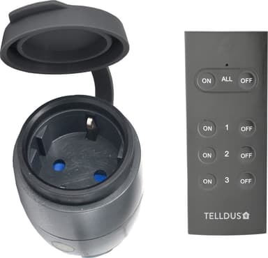 Telldus Mini IP44 utendørs stikkontakt med fjernkontroll