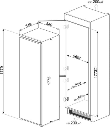 Smeg kjøleskap S8L1743E innebygd