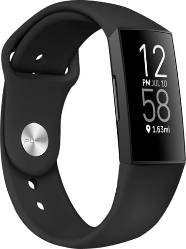 Puro Icon sportsreim i silikon til Fitbit Charge 4/3 (sort)