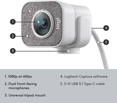 Logitech StreamCam web-kamera (hvit)