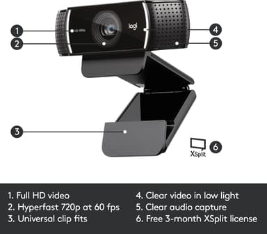 Logitech C922 Pro Stream webkamera Full HD 1080p stativ