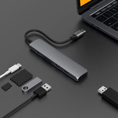 Hyper HyperDrive Bar USB-C 6-i-1 dockingstasjon (stellargrå)
