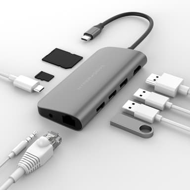 Hyper HyperDrive Power USB-C 9-i-1 dockingstasjon (stellargrå)