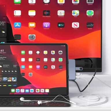 Hyper HyperDrive USB-C 4-i-1 dockingstasjon for iPad (stellargrå)