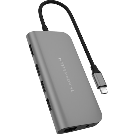Hyper HyperDrive Power USB-C 9-i-1 dockingstasjon (stellargrå)
