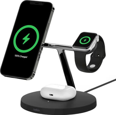 Belkin Boost Charge Pro 3-i-1 trådløs lader med MagSafe 15W (sort)