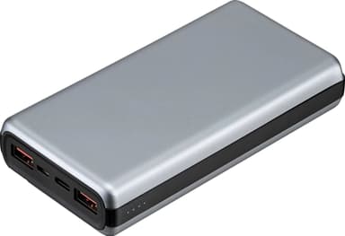 Sandstrøm 20,000mAh aluminium powerbank med PD og QC (grå)