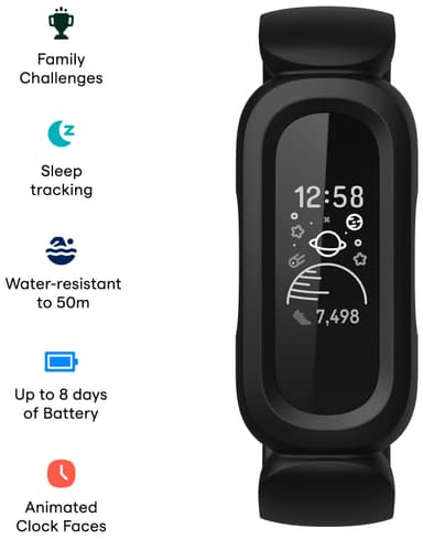 Fitbit Ace 3 aktivitetsmåler for barn (sort/rød)