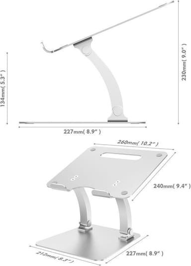 Desire2 Deskstand Dual Pivot Riser justerbart stativ til bærbar PC