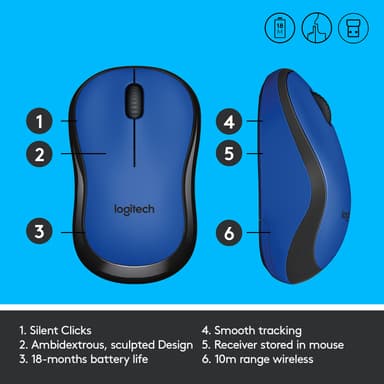Logitech M220 Silent trådløs mus (blå)