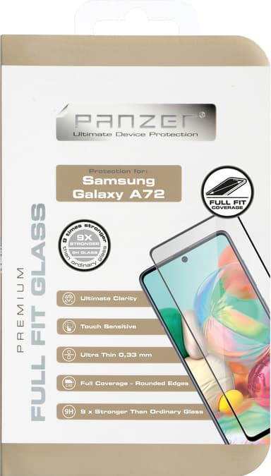 Panzer Full-Fit Samsung Galaxy A72 skjermbeskytter (sort)