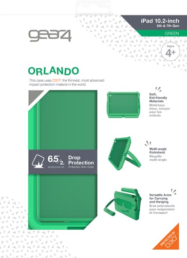 Gear4 D3O Orlando iPad 10.2 deksel til barn (grønn)