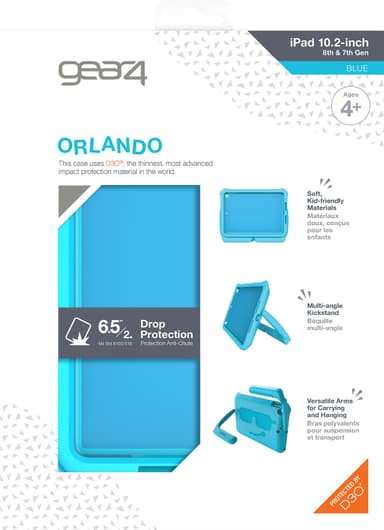 Gear4 D3O Orlando iPad 10.2 deksel til barn (blå)