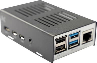 Raspberry Pi 4 Chassi kabinett (sort/sølv)