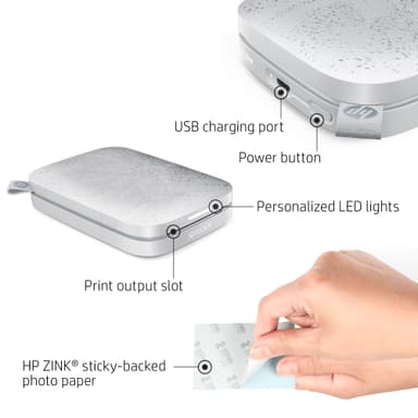 HP Sprocket Luna mobil fotoskriver (hvit)