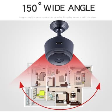 HD Webcam WiFi Mini overvåkingskamera Svart
