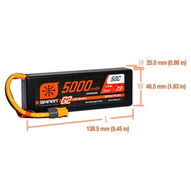 2s  5000mAh - 50C - Spektrum LiPo HC G2 IC3