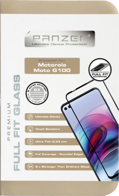 Panzer Full-Fit Motorola Moto G100 skjermbeskytter (sort)