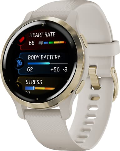 Garmin Venu 2S GPS smartklokke (lys gull/lys sand)