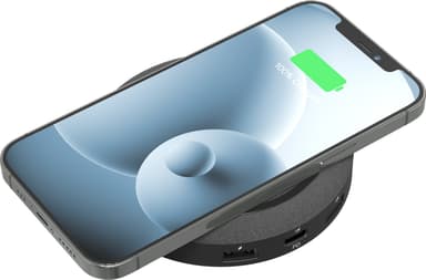 Mophie trådløs ladestasjon med USB-C- og USB-A-porter (sort)