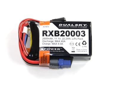 3s  2000mAh - RX LiPo - Dualsky med måler