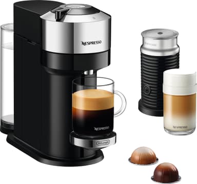 NESPRESSO® Vertuo Next kaffemaskin fra DeLonghi Bundle, Krom