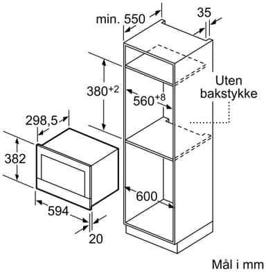 Bosch mikrobølgeovn BFR834GC1 innebygd