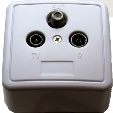 Triax koblingsboks for kabel- og satellitt-TV (hvit)