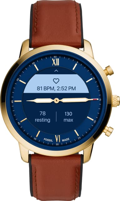Fossil Neutra Hybrid HR smartklokke 45mm (gull/brun)