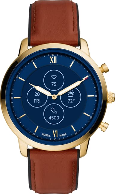 Fossil Neutra Hybrid HR smartklokke 45mm (gull/brun)