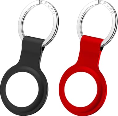 Puro Icon AirTag silikonholder med nøkkelring 2 stk. (sort/rød)