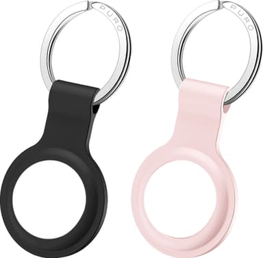 Puro Icon AirTag silikonholder med nøkkelring 2 stk. (sort/rose)