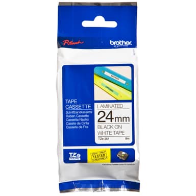 Brother TZe-251 24mm sort-på-hvit tapekassett