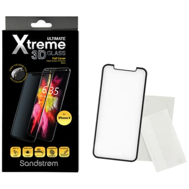 Sandstrøm 3D Curved Glass iPhone X (sort) Sandstrøm 3D Curved Glass iPhone X (sort)