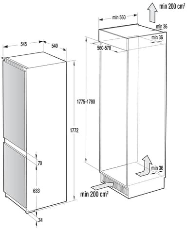 Hisense kombiskap RI32F4NSYWE innebygd