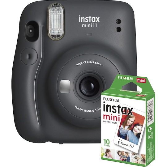 Fujifilm Instax Mini 11 kompaktkamera (grå, 10 bilder inkl.)