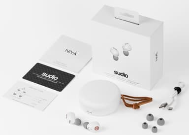 Sudio NIVÅ helt trådløse in-ear hodetelefoner (hvit)
