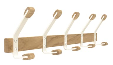 Klädhängare i bok - 5 krokar - vit