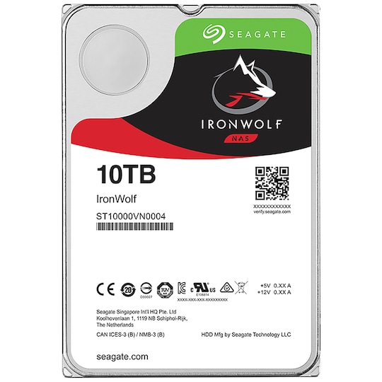 Seagate IronWolf 3,5" intern harddisk for NAS (10 TB)