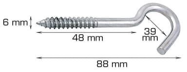 Tvättlinekrok - 88 mm