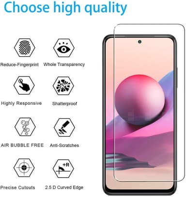Skjermbeskytter Xiaomi Redmi Note 10 Herdet glass 2-pakke