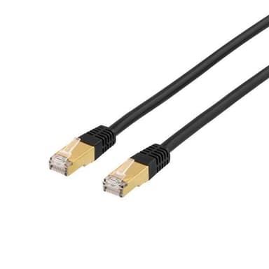 deltaco S/FTP Cat7 patch cable with RJ45, 0.5m, 600MHz, LSZH, black