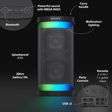 Sony bærbar trådløs høyttaler SRS-XP500 (sort)