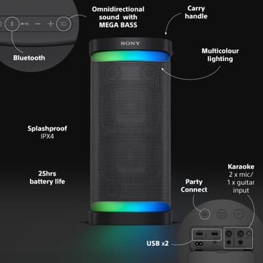 Sony bærbar trådløs høyttaler SRS-XP700 (sort)