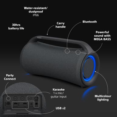 Sony bærbar trådløs høyttaler SRS-XG500 (sort)