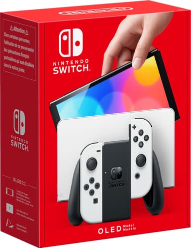 Nintendo Switch OLED gamingkonsoll med hvite Joy-Con-kontroller