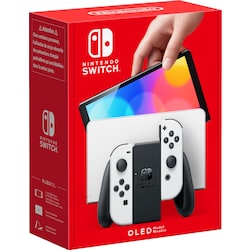 Nintendo Switch OLED gamingkonsoll med hvite Joy-Con-kontroller